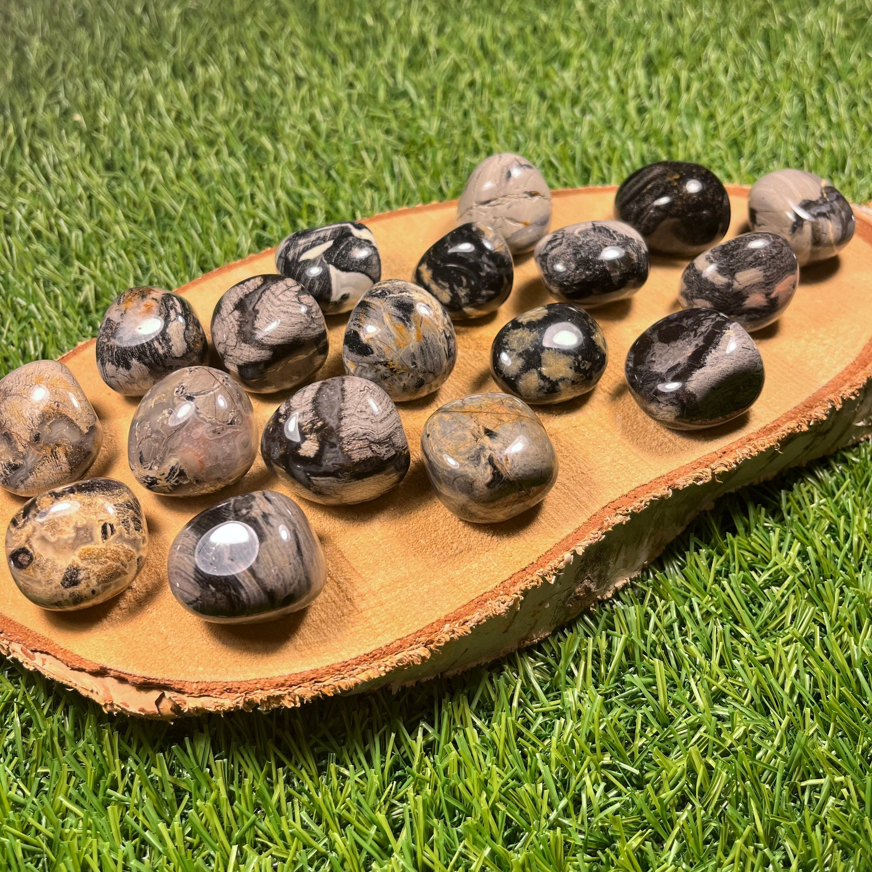Silver Leaf Jasper Tumblestones, Consciously Sourced UK Crystals