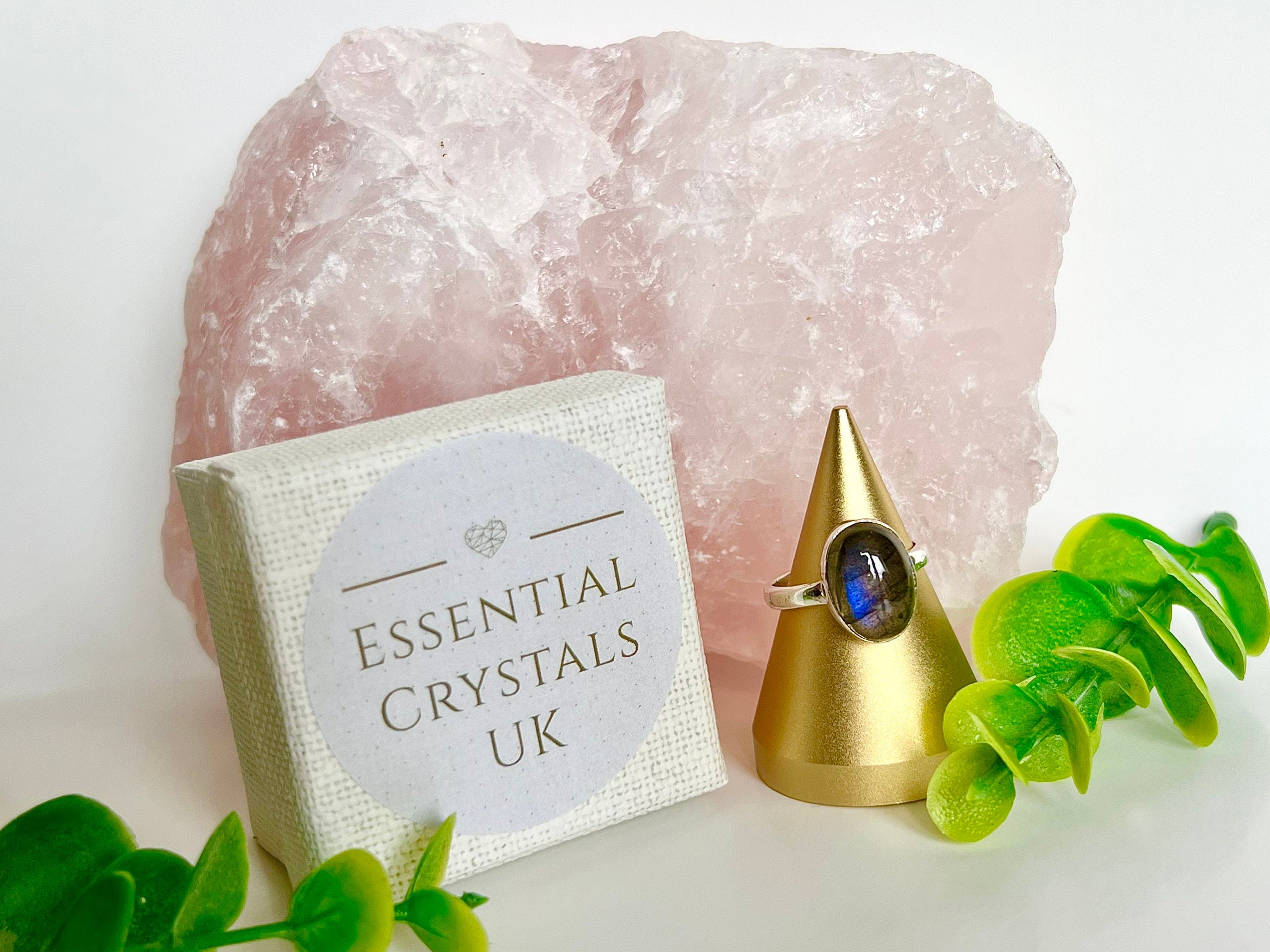 Labradorite Crystal Ring, UK size Q, 925 Sterling Silver, Ethically sourced healing crystals, crystal jewellery gift for her, for protection