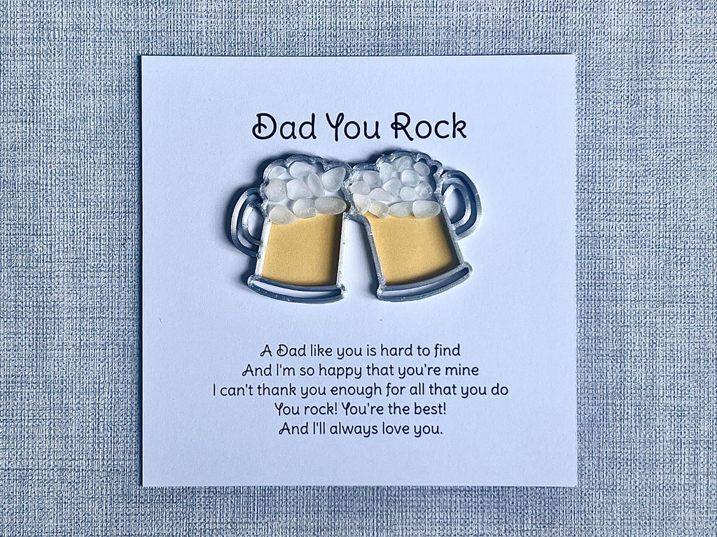 Dad 3D printed beer tankard frame with sea glass, Dad you rock wall art gift, Birthday present for him, Fathers Day, Christmas ideas