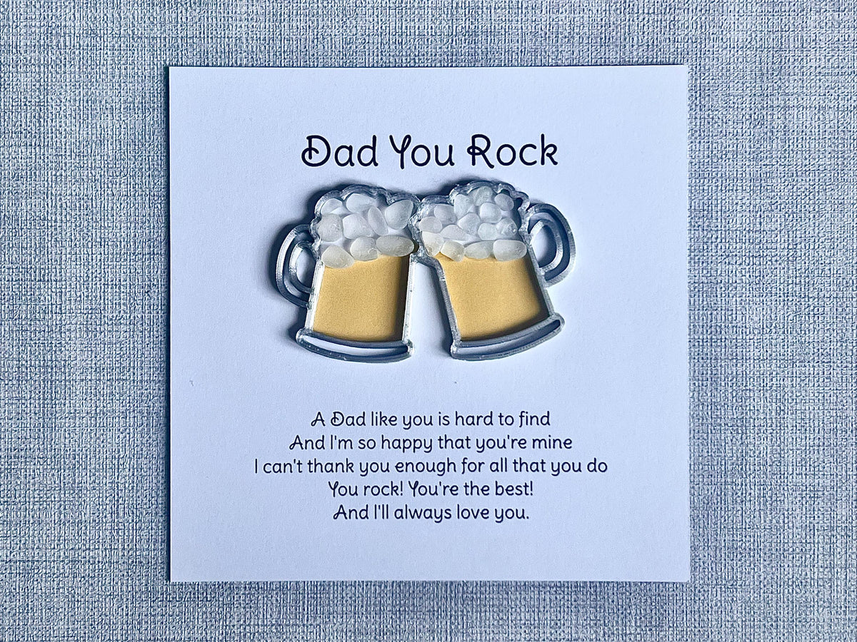 Dad 3D printed beer tankard frame with sea glass, Dad you rock wall art gift, Birthday present for him, Fathers Day, Christmas ideas