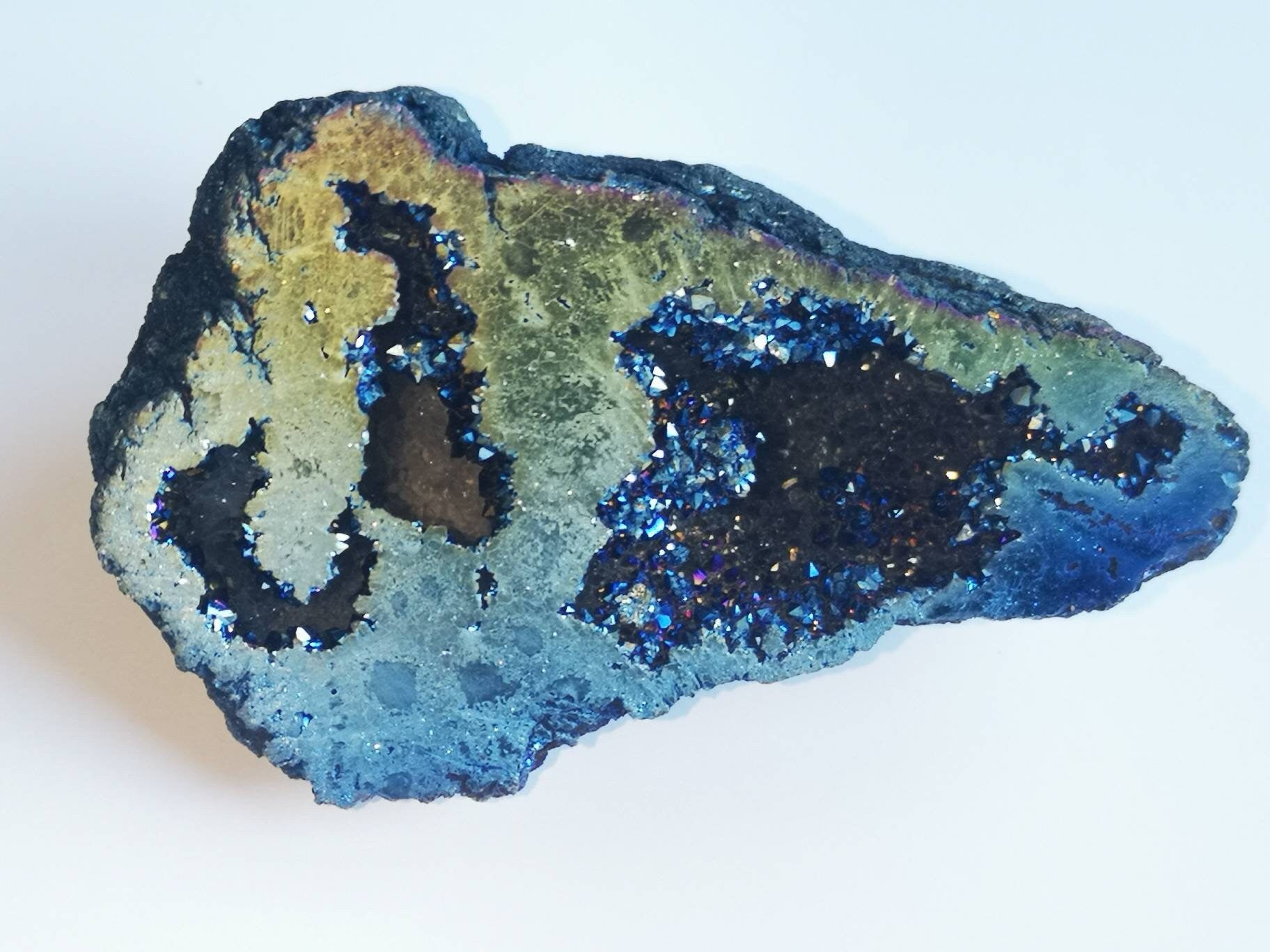 Stunning Rainbow Titanium Aura Quartz Geodes, UK Crystals Ethically Sourced, Unique Gifts, Magenta, Pink, Blue, Green, Gold. Healing
