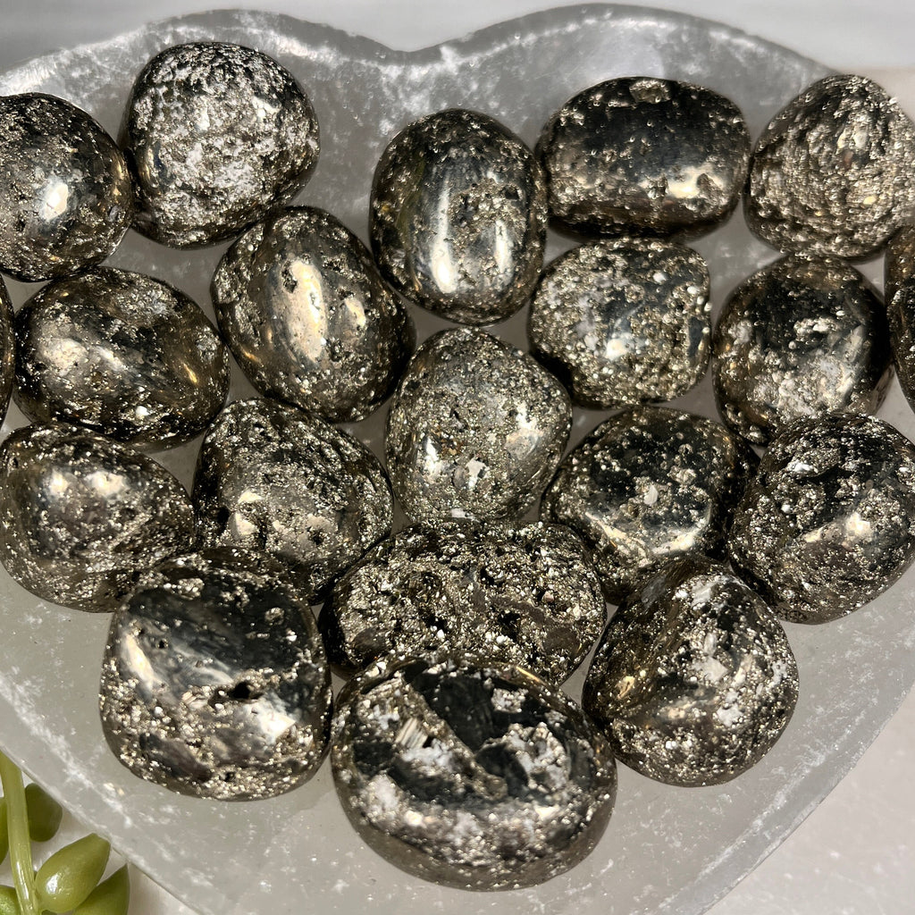 Pyrite Tumblestones, Crystals to Attract Abundance and Wealth, Fools Gold Tumbles