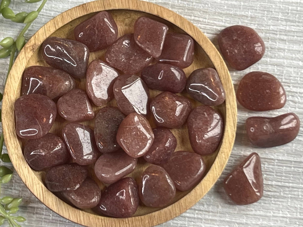 Raspberry Aventurine Tumblestones, Strawberry Red Aventurine, Consciously Sourced UK Crystals