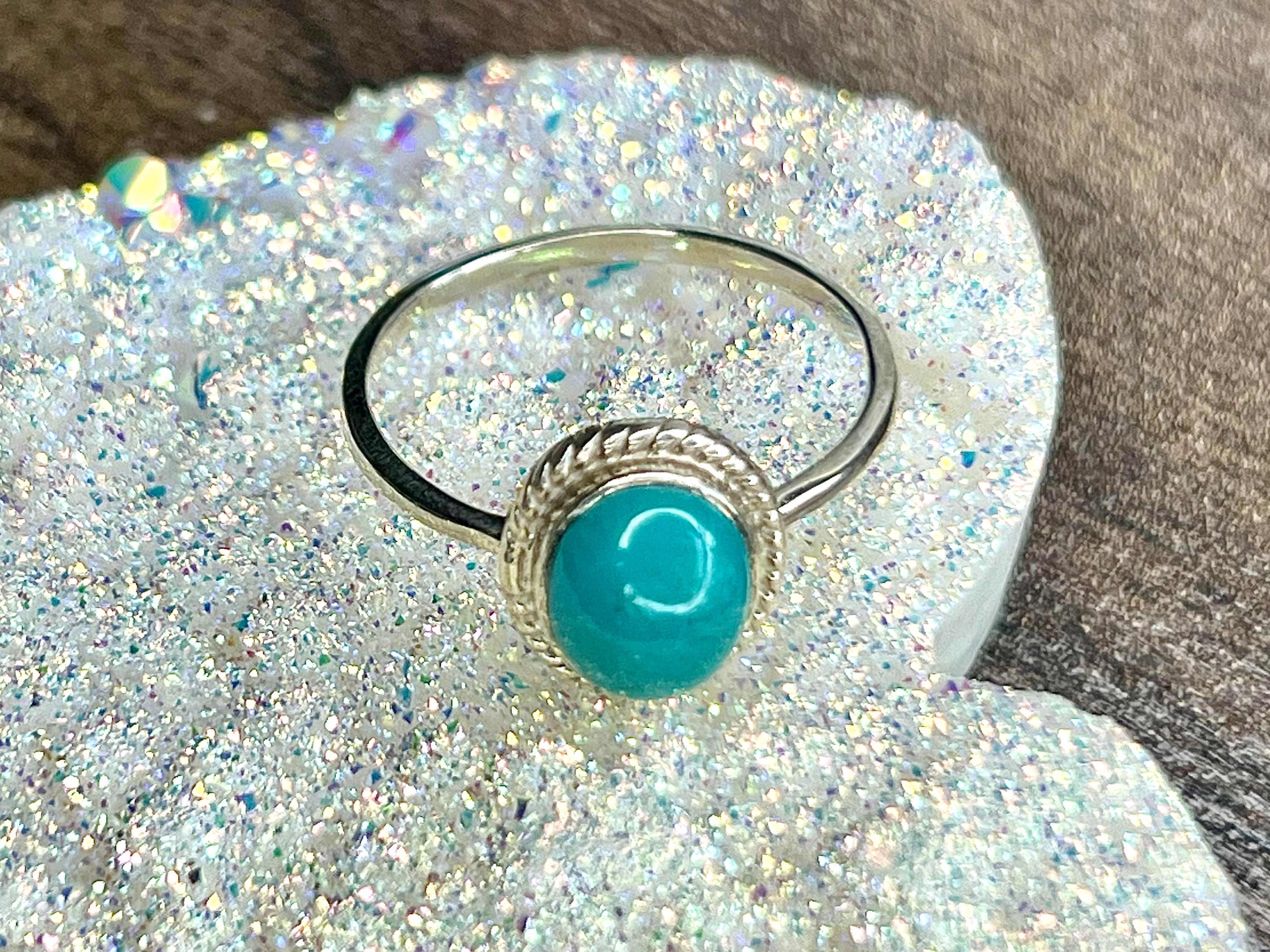 Chrysocolla Crystal Ring, 925 Sterling Silver, UK size W, Gemstone Jewellery, Crystal gift for calming, Ethically sourced, metaphysical shop
