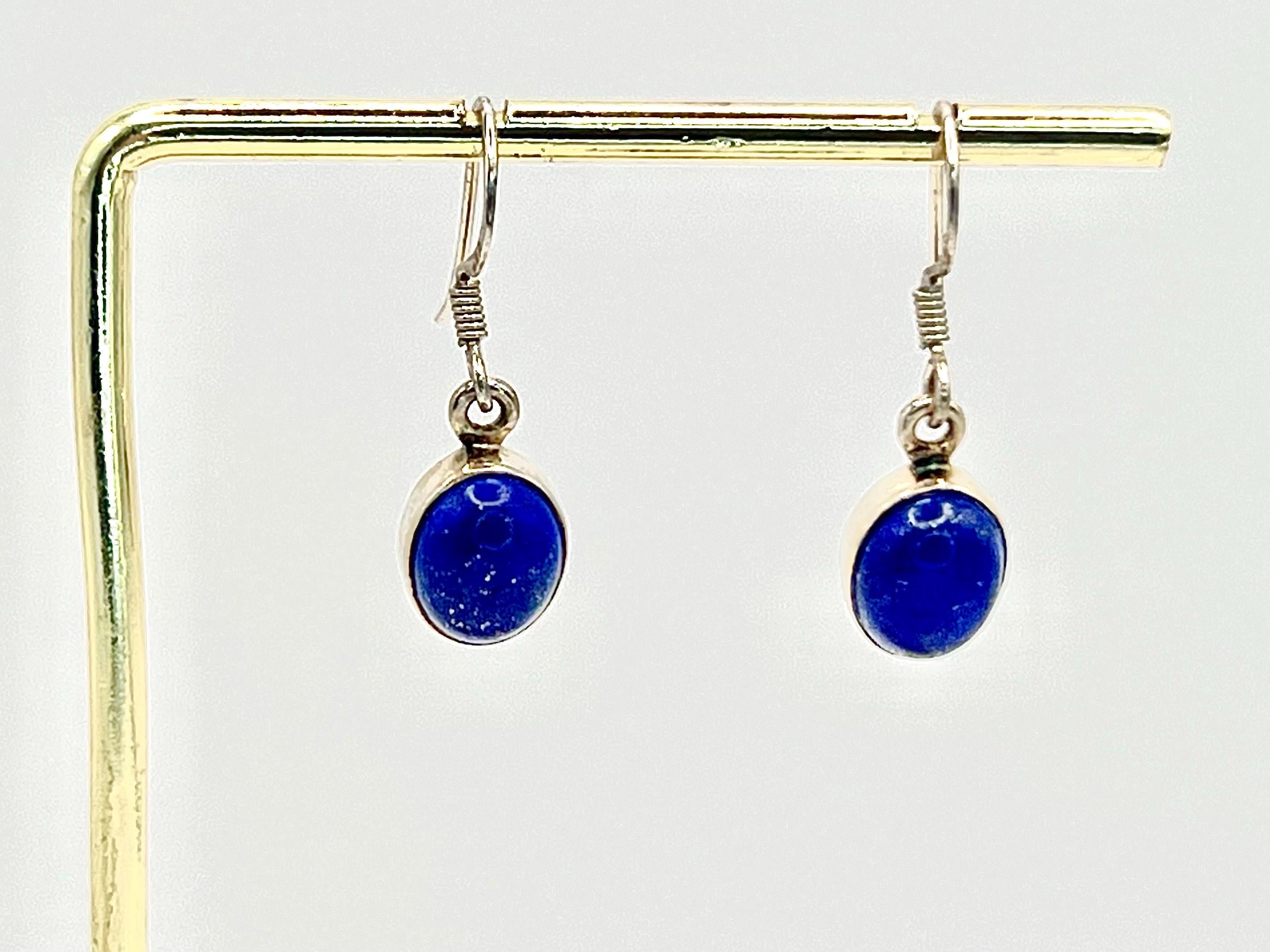 Sterling silver Lapis Lazuli dangle earrings, third eye chakra gemstone drop earrings, metaphysical shops, September Birthday gift for her