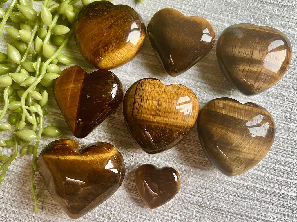 Gold Tigers Eye Puffy Heart Crystal, Ethically Sourced UK Crystals, Crystal Gift For Friend, Self Confidence and Courage Stone, Root Chakra