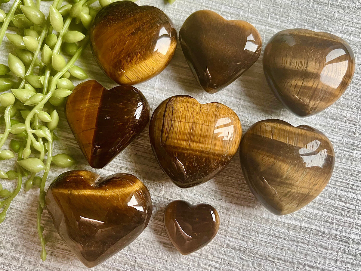 Gold Tigers Eye Puffy Heart Crystal, Ethically Sourced UK Crystals, Crystal Gift For Friend, Self Confidence and Courage Stone, Root Chakra