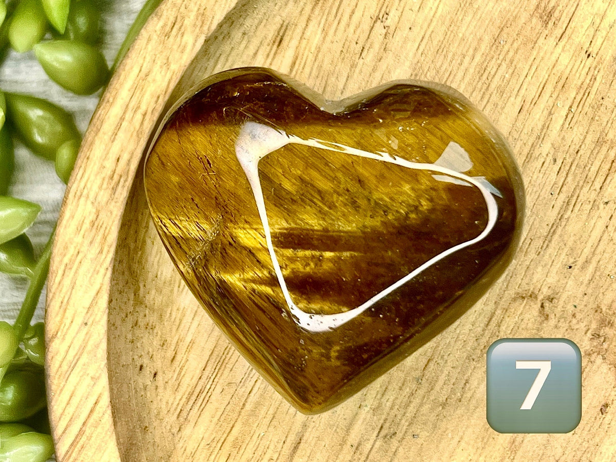 Gold Tigers Eye Puffy Heart Crystal, Ethically Sourced UK Crystals, Crystal Gift For Friend, Self Confidence and Courage Stone, Root Chakra