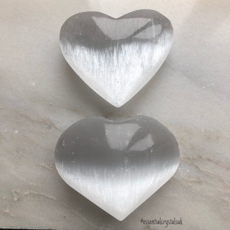 Selenite Hearts 7cm, Crystal Cleanser, Satin Spar