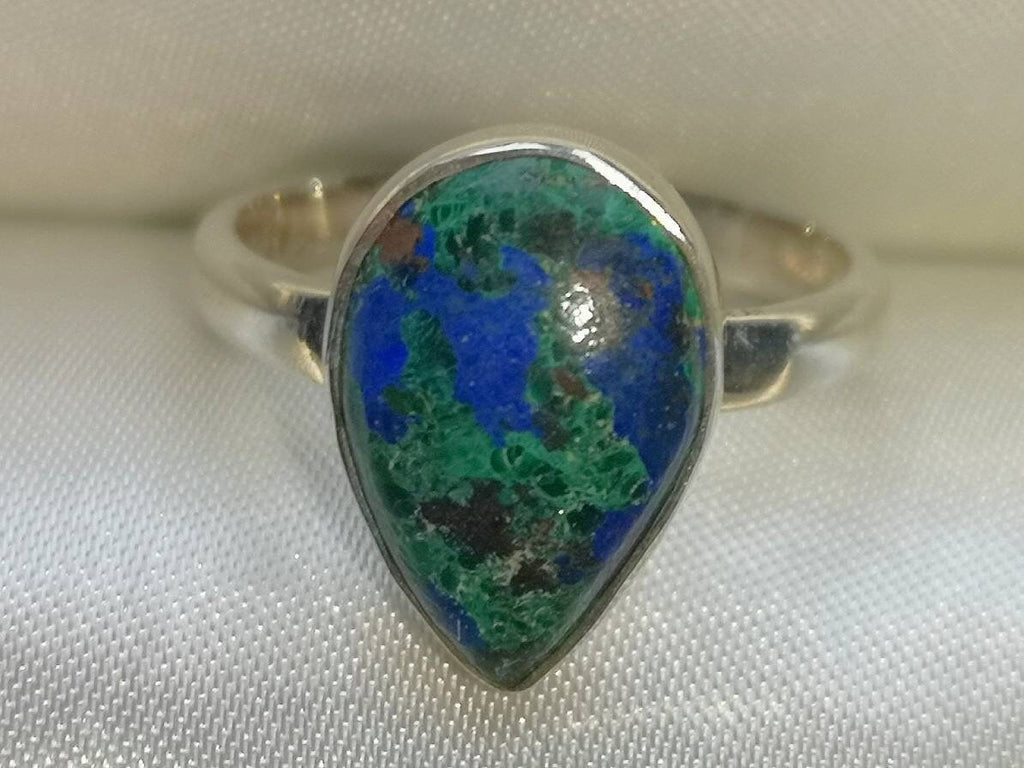 Azurite and Malachite Rings, Sterling Silver sizes P Q and S, Consciously Sourced Healing Crystals, Christmas Gift