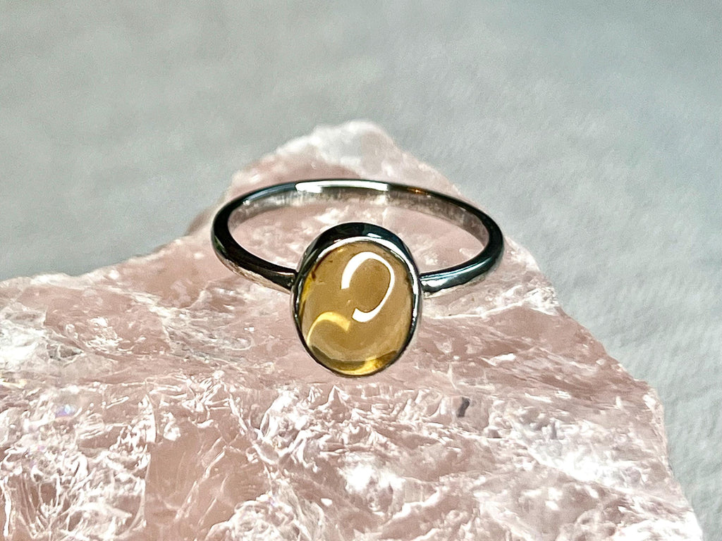 Citrine Crystal Ring, 925 Sterling Silver, UK size P, Gemstone Jewellery, Crystal gift for wealth, Ethically sourced, metaphysical shop