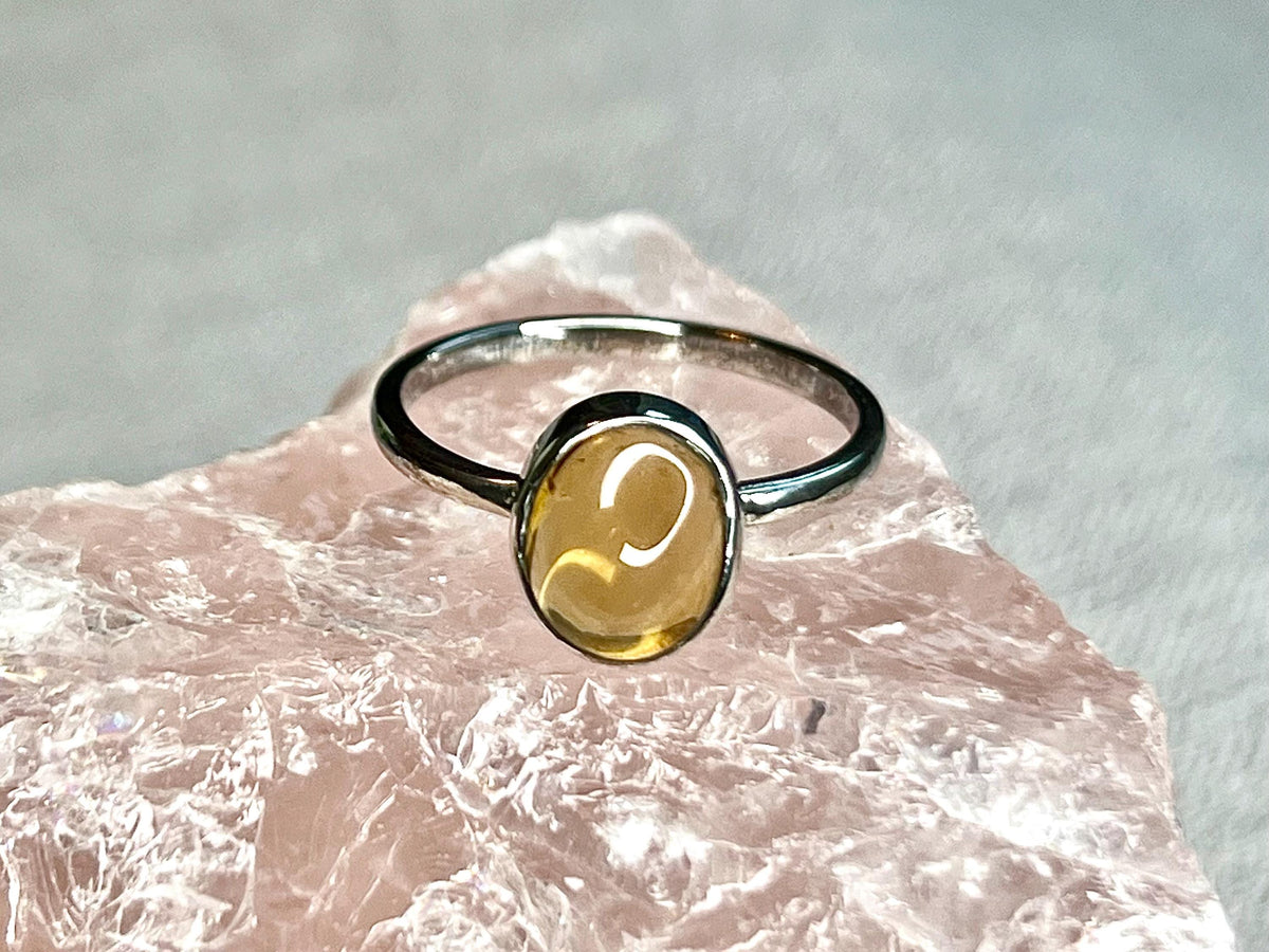 Citrine Crystal Ring, 925 Sterling Silver, UK size P, Gemstone Jewellery, Crystal gift for wealth, Ethically sourced, metaphysical shop