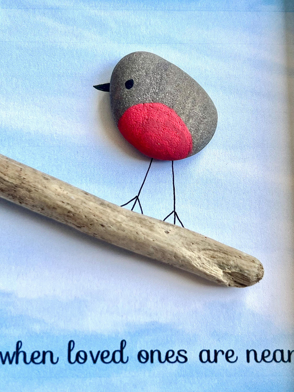 Robins Apear When Loved Ones Are Near, Hand Painted Pebble Art Frame, Remembrance Wall Art, Memorial Keepsake, Sympathy Gift for Bereavement
