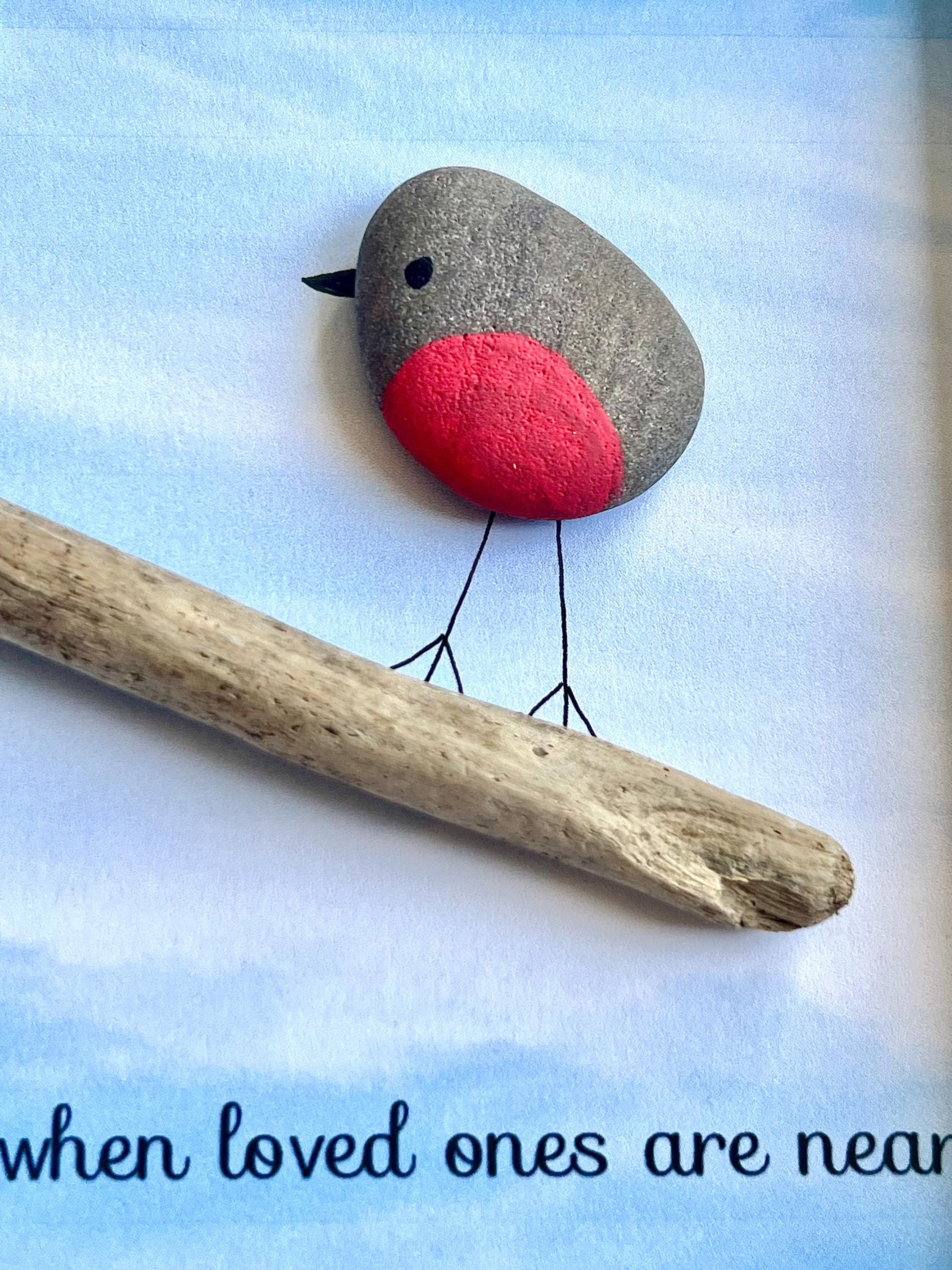 Robins Apear When Loved Ones Are Near, Hand Painted Pebble Art Frame, Remembrance Wall Art, Memorial Keepsake, Sympathy Gift for Bereavement