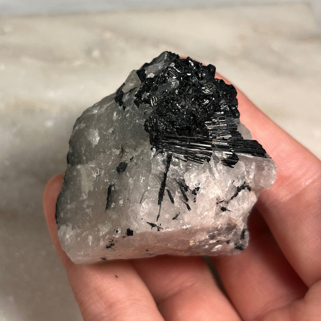 Raw Tourmaline in Quartz, Tourmilated Quartz, Protection Stone, Consciously Sourced UK Crystals