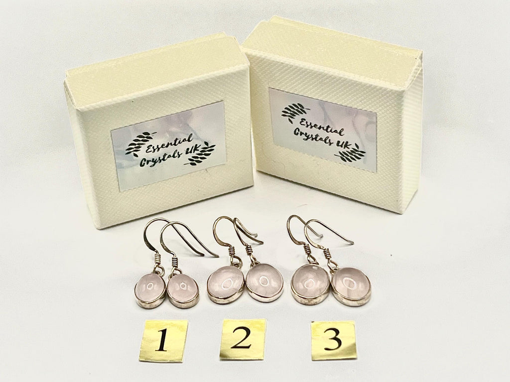 Sterling silver rose quartz dangle earrings, heart chakra gemstone drop earrings, metaphysical shops, October birthday gift for her