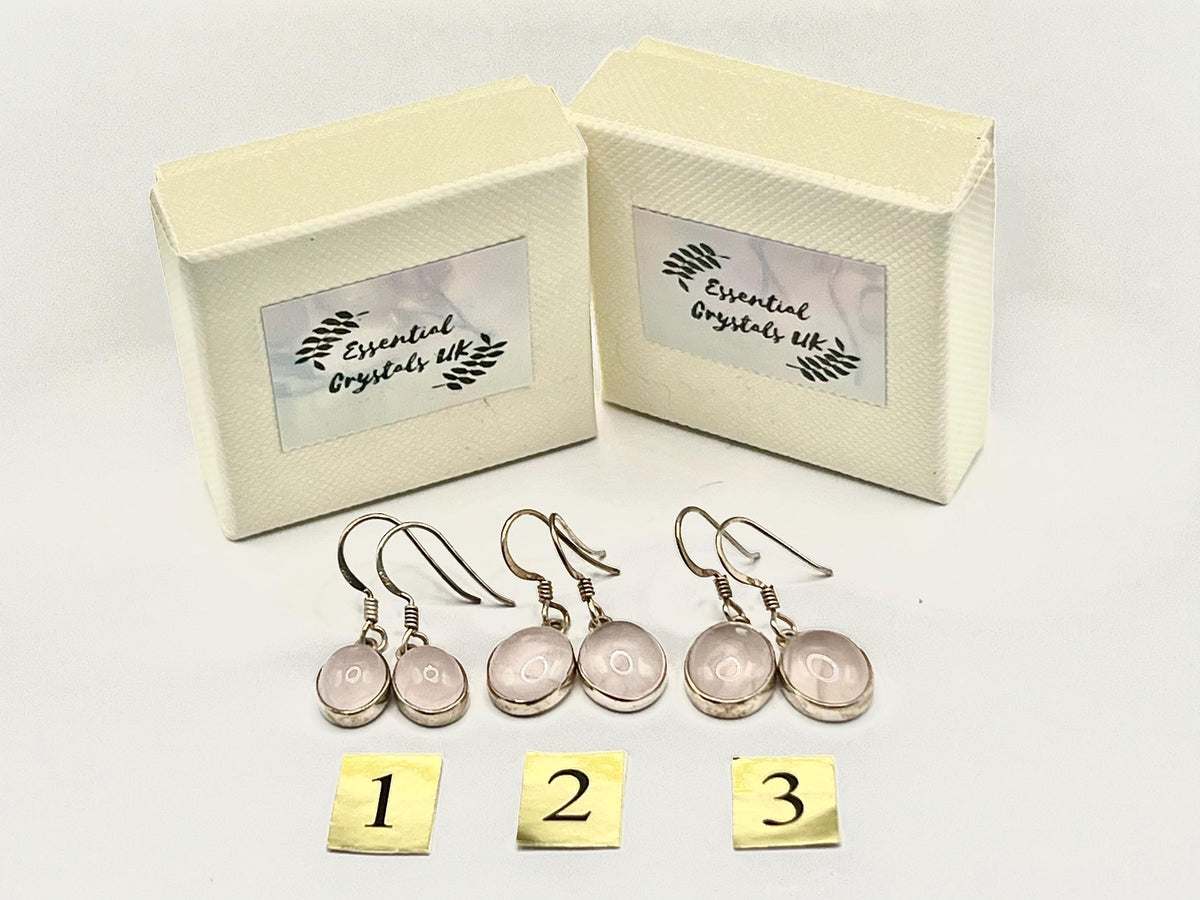 Sterling silver rose quartz dangle earrings, heart chakra gemstone drop earrings, metaphysical shops, October birthday gift for her
