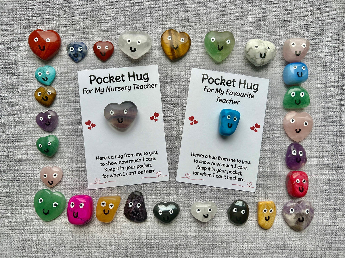 Pocket Hug Crystal for Teacher, Gift and card for favourite nursery teacher, letterbox gift for my Key worker, End of year leaving gift.