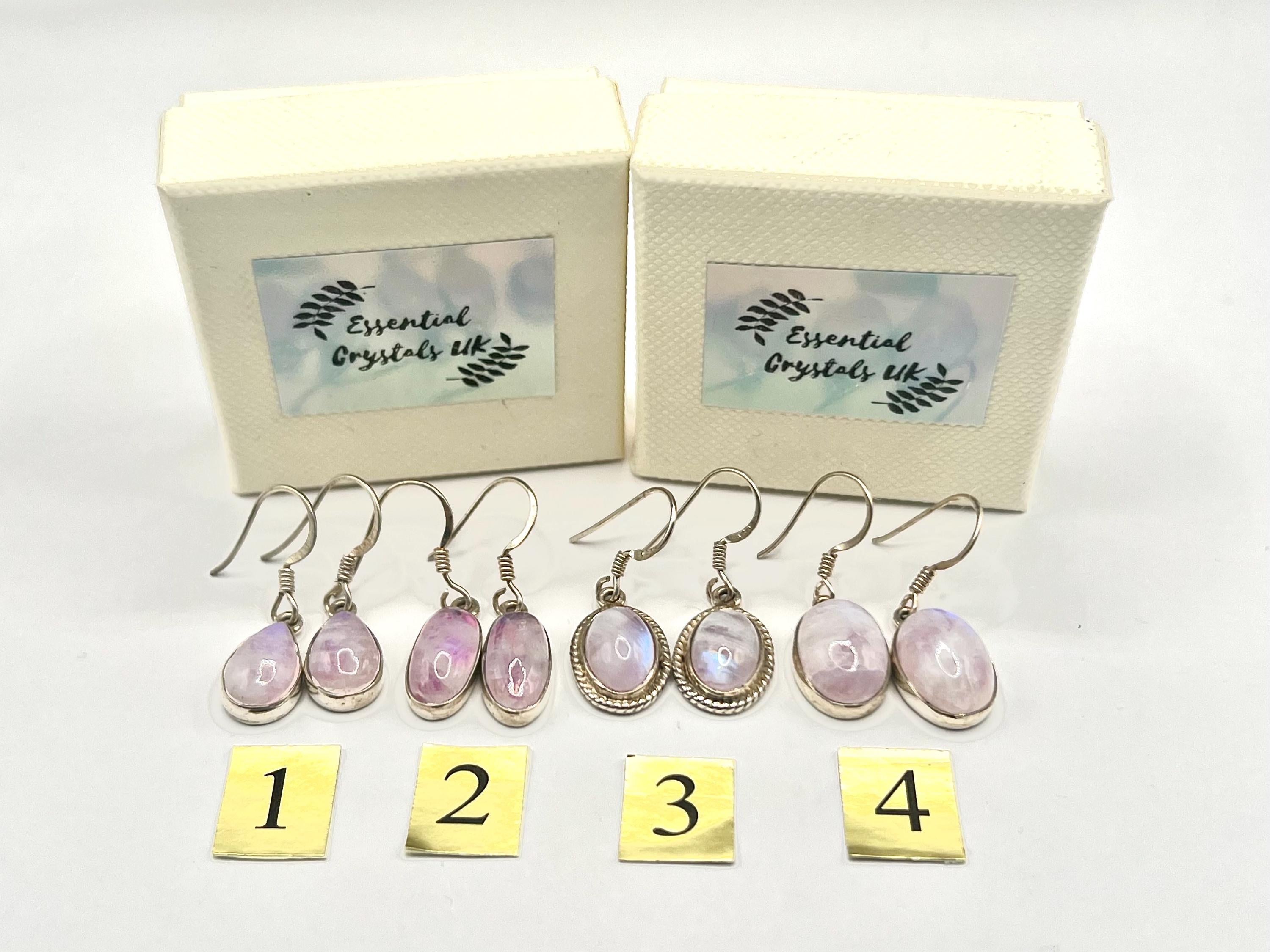 Sterling Silver Pink Moonstone Drop Earrings, Heart Chakra Crystal Dangle Earrings, Metaphysical Shop, June Birthday Gemstone Gift for her