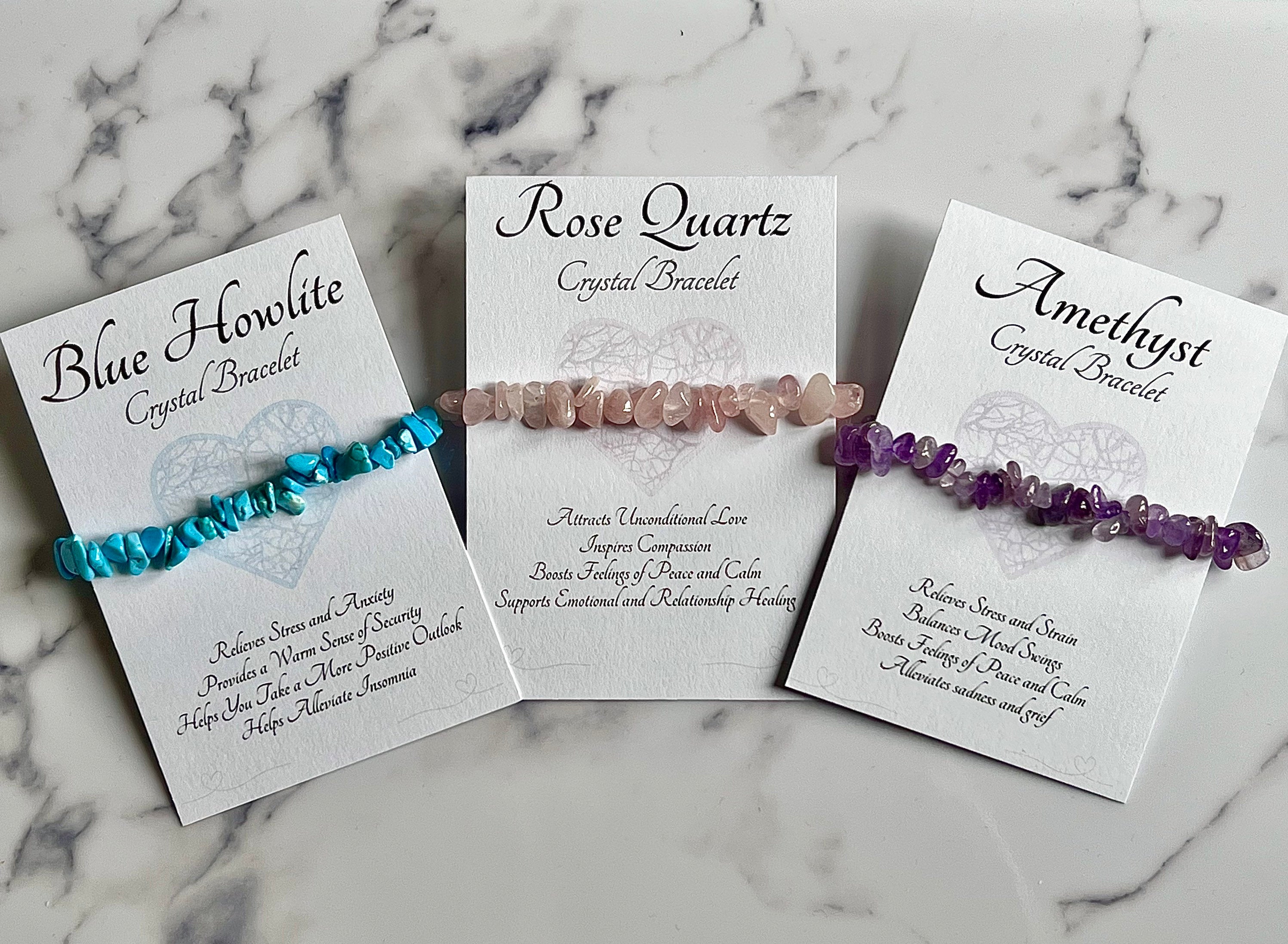 Crystal Chip Bracelets, UK Crystals, Consciously Sourced Healing Crystals, Come with Crystal Properties Card, Crystal Jewellery Gift