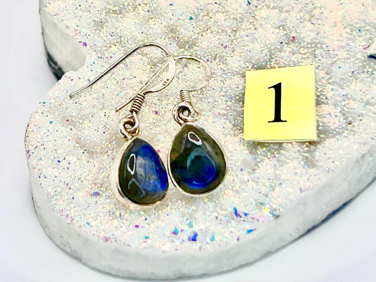 Labradorite Crystal Drop Earrings, 925 Sterling Silver, dangle crystal jewellery gift for her, metaphysical shop, gemstone for intuition