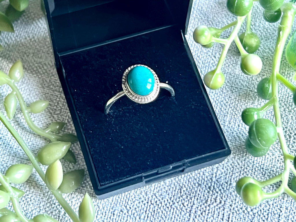Chrysocolla Crystal Ring, 925 Sterling Silver, UK size W, Gemstone Jewellery, Crystal gift for calming, Ethically sourced, metaphysical shop