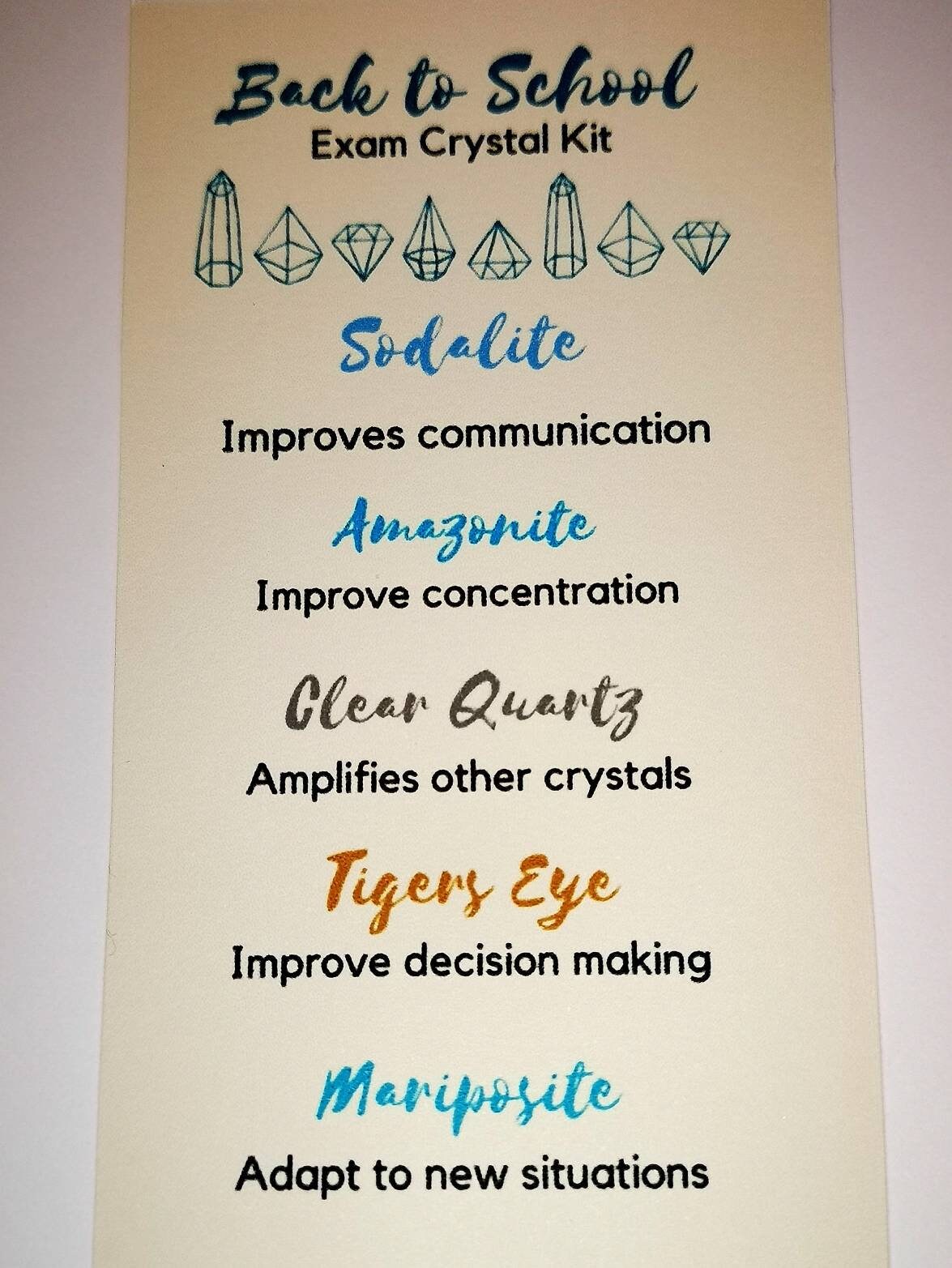 Exam Crystals Kit, Back to school crystal set, UK Crystals, Ethically Sourced Healing Crystals, Student Gift, Exam Gift, Exam Good Luck