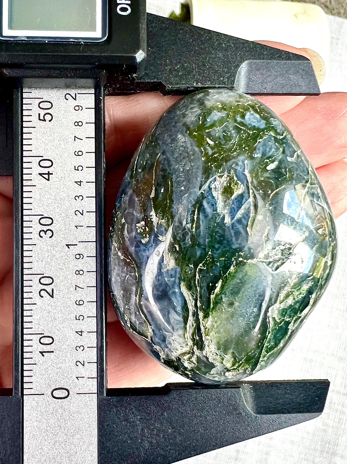 Moss Agate Palmstone, Green and White Crystal, Ethically Sourced, UK Metaphysical shop, Crystal gift for strength, Heart Chakra Stone, Reiki