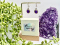 Sterling silver amethyst earrings dangle, crown chakra gemstone earrings for women, metaphysical shops, February birthday gift for her