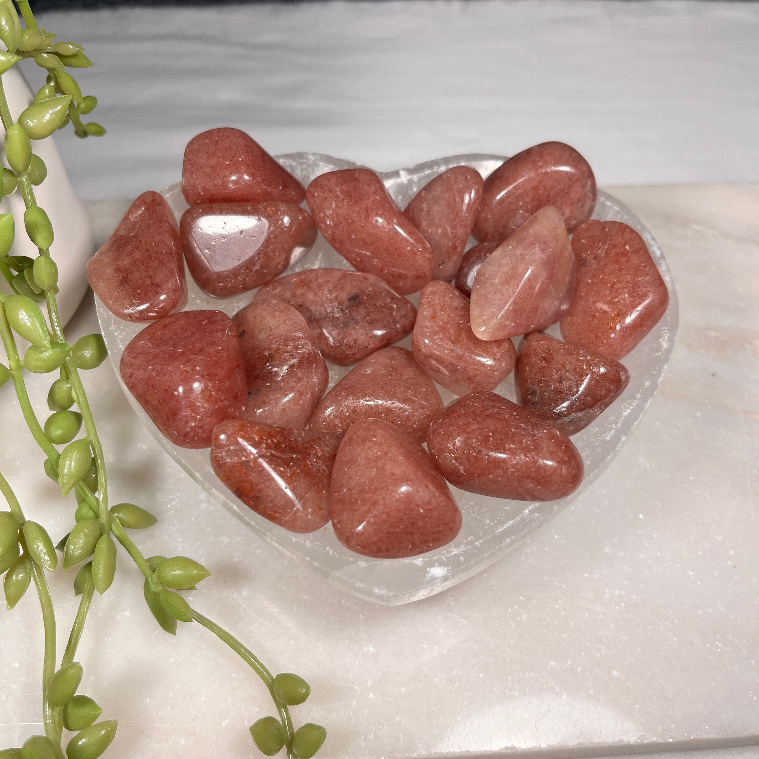 Raspberry Aventurine Tumblestones, Strawberry Red Aventurine, Consciously Sourced UK Crystals