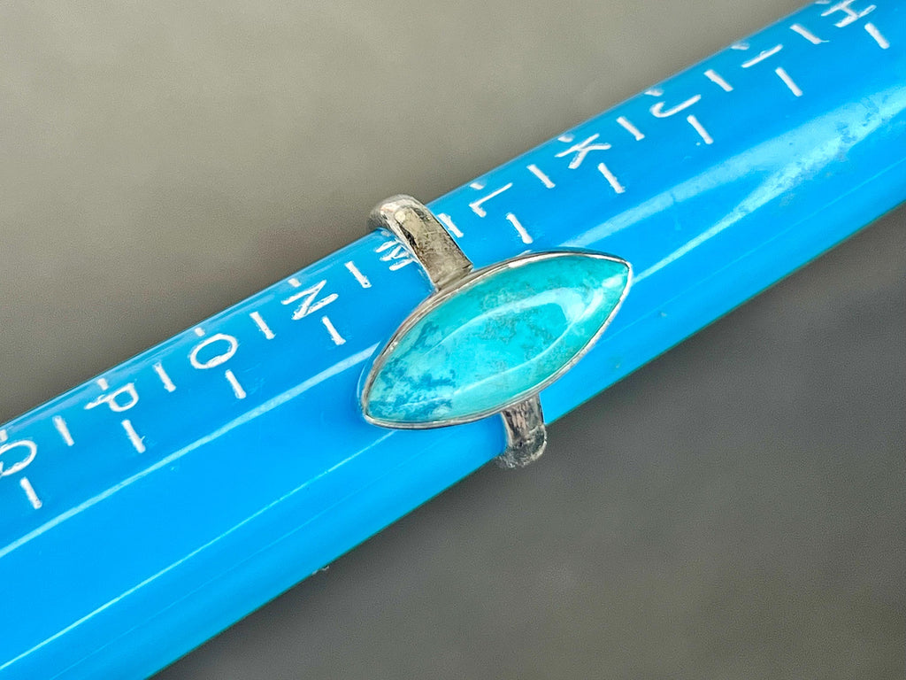 Chrysocolla Crystal Ring, 925 Sterling Silver, UK size M & 1/2, Gemstone Jewellery, Crystal gift for calming, metaphysical shop UK