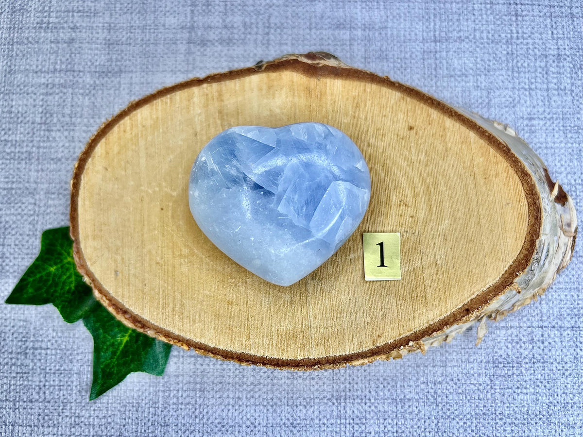 Blue Calcite Crystal Hearts, Reiki stone for peace, Birthday gift for her, Valentines present, Mothers Day gift for Mum, Grandma, Daughter