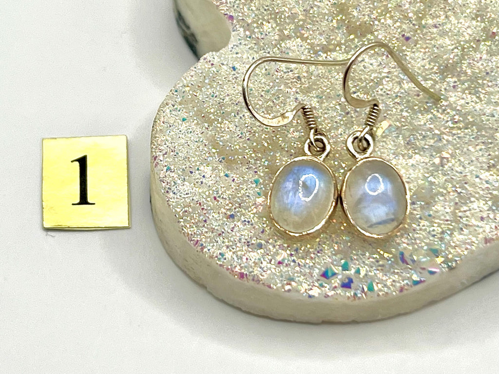 Sterling silver moonstone dangle earrings, crown chakra gemstone, drop earrings for women, metaphysical shop, June birthday gift for her
