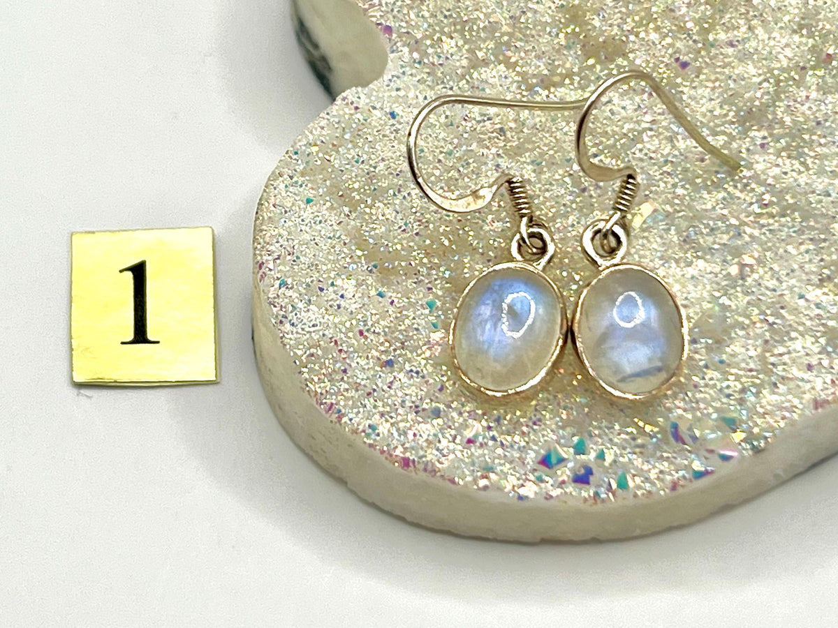 Sterling silver moonstone dangle earrings, crown chakra gemstone, drop earrings for women, metaphysical shop, June birthday gift for her