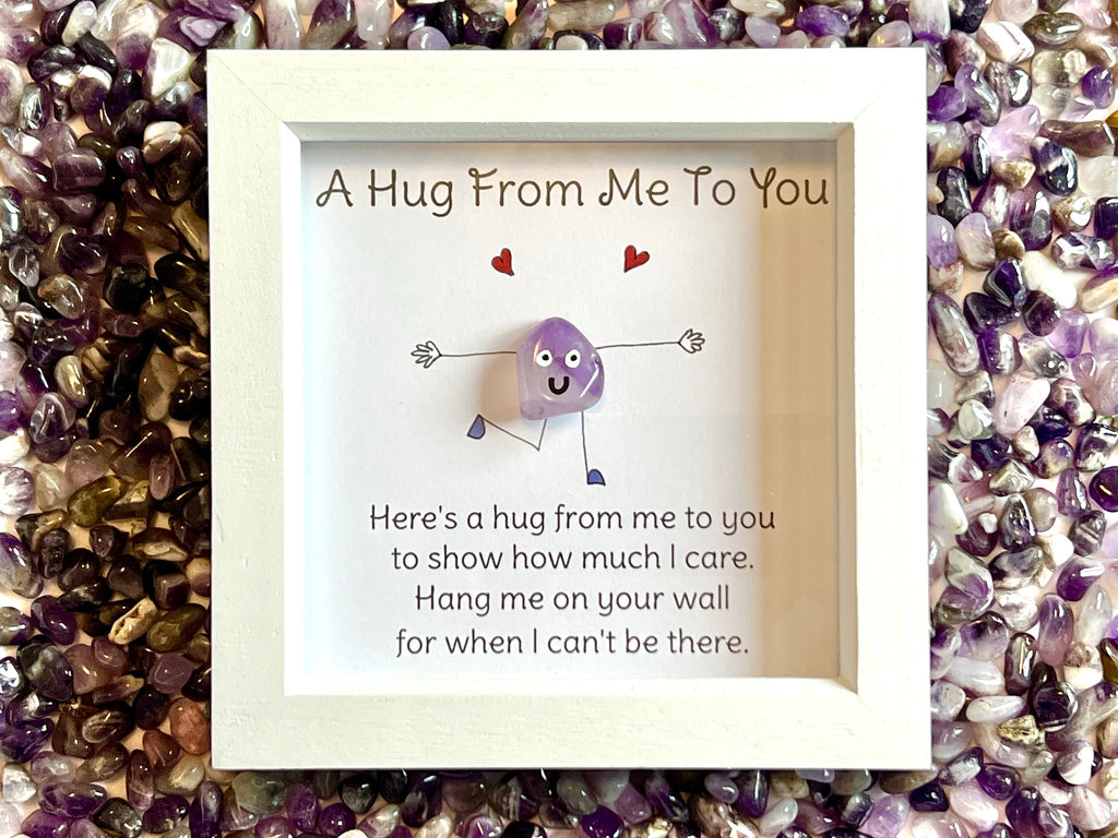 Framed crystal pocket hug picture, crystal present for best friend, new home gift, girlfriend gift ideas, framed crystal art, Amethyst