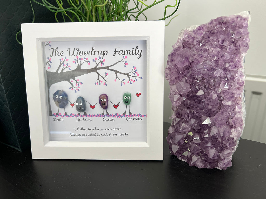 Personalised crystal family picture, 18cm framed crystal wall art for Mum, hand drawn wedding gift, present for best friend, new baby gift