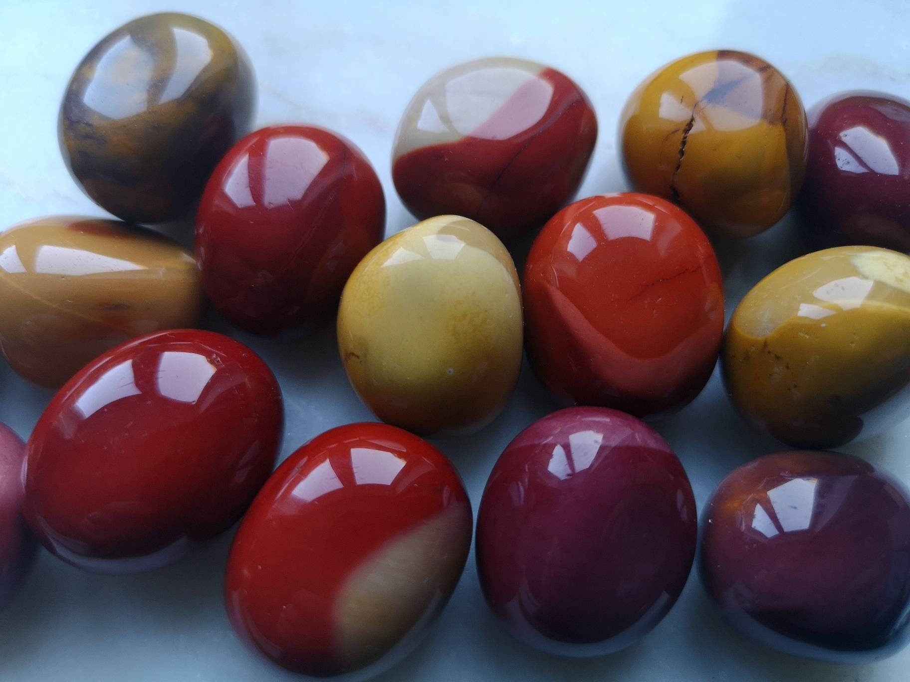 Mookaite Crystal Tumblestones, Red and Yellow Jasper Gemstones, Reiki healing rocks, Crystals for Calmness, peace, courage and anti anxiety