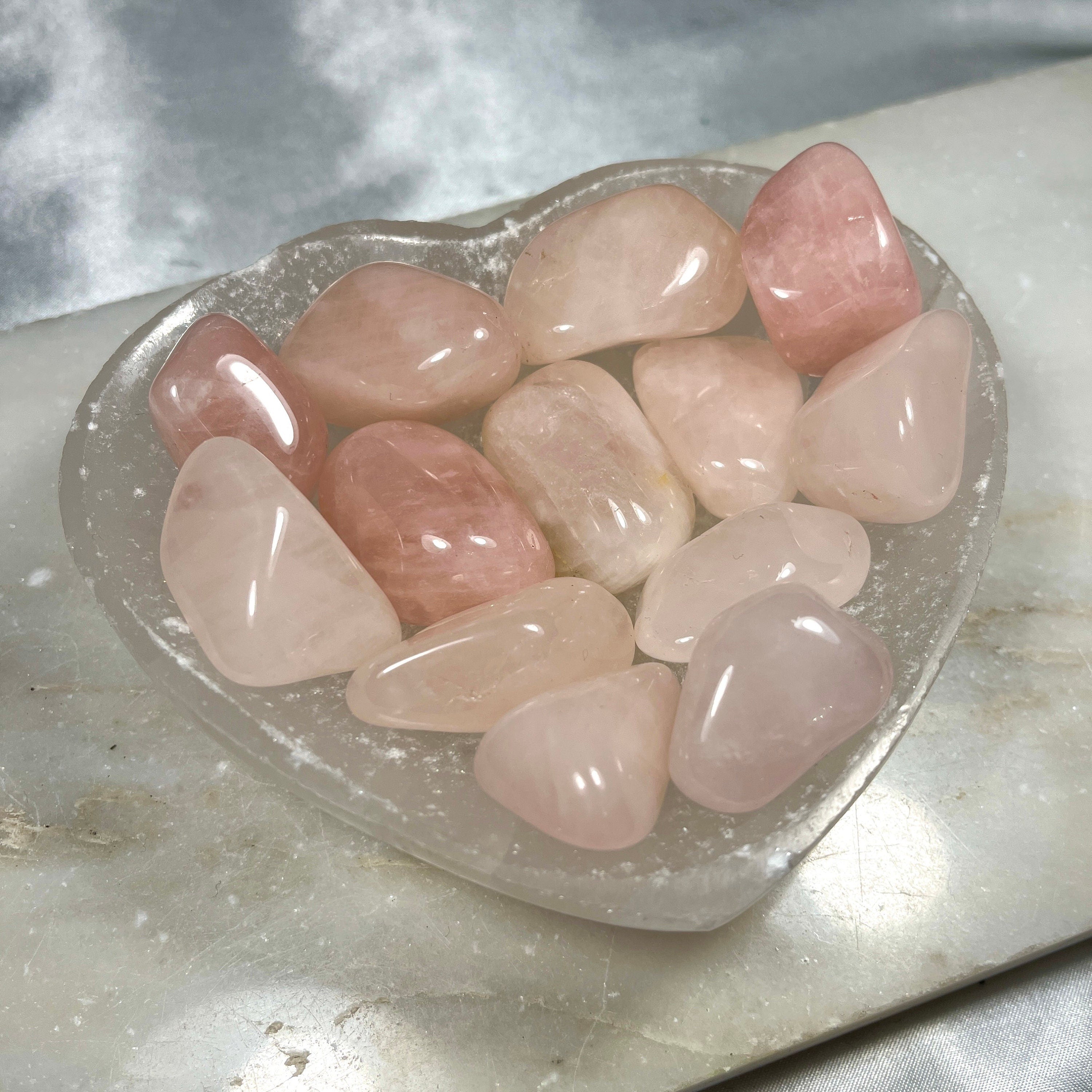 Rose Quartz Tumblestones, Size Options, Consciously Sourced, UK Crystals, Crystal Gift, Crystal of Love, Crystals to Manifest Love