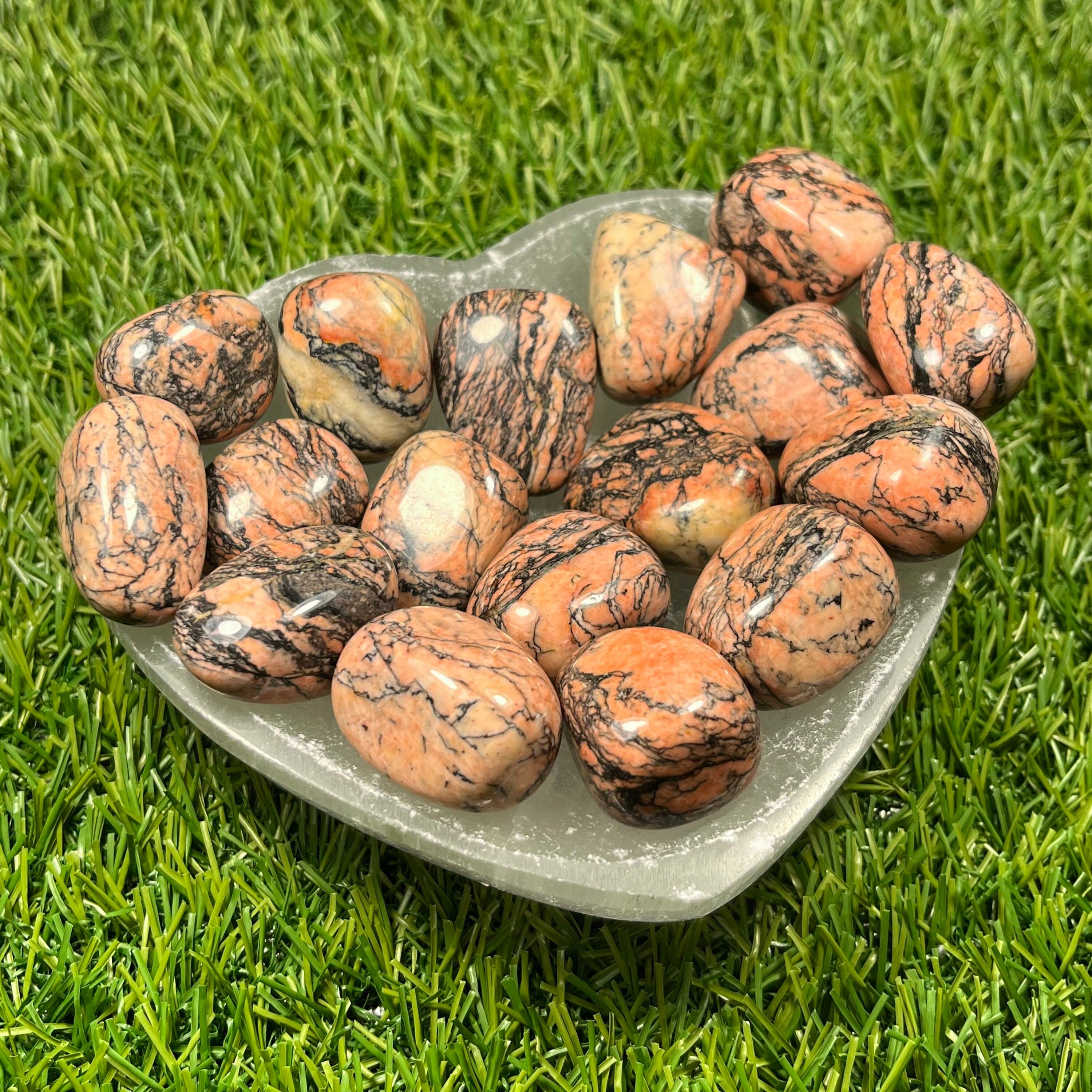 Pink Picasso Jasper Tumblestones, Consciously Sourced UK Crystals