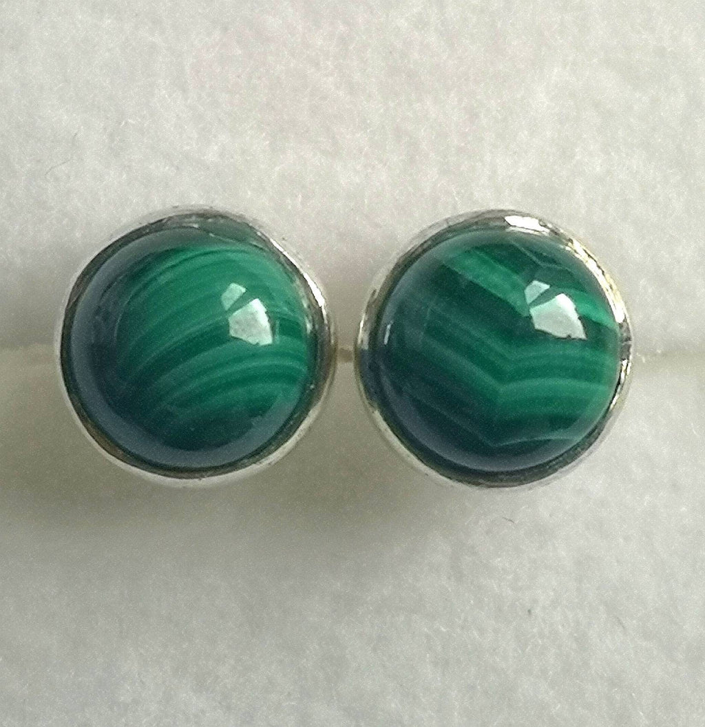 Sterling Silver Gemstone Stud Earrings, Ethically Sourced, UK Crystals, Malachite, Amethyst, Rose Quartz, Sodalite, Blue Lace Agate, Peridot