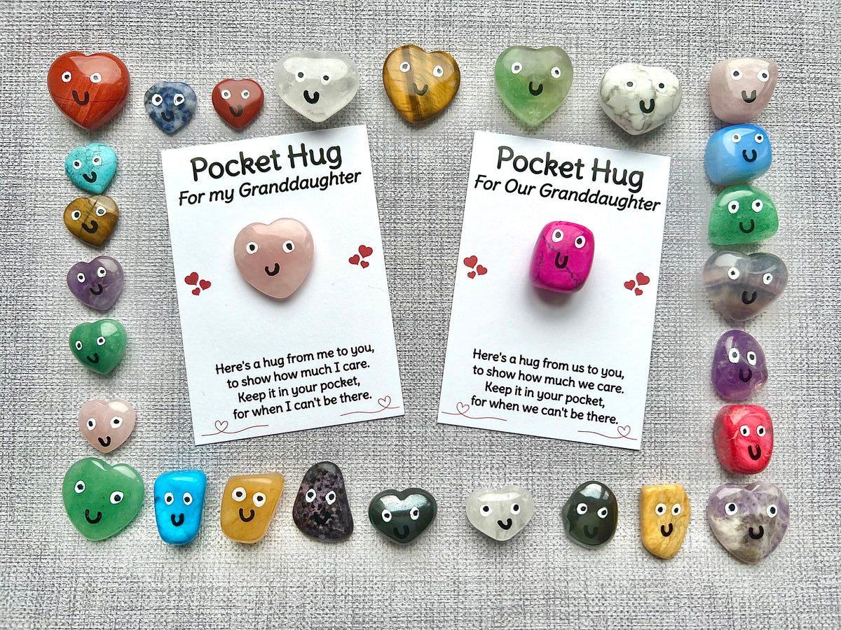 Pocket Hug Crystal for my Granddaughter, Gift and card for our Granddaughter, Crystal letterbox gift, Miss you present, Thinking of you gift