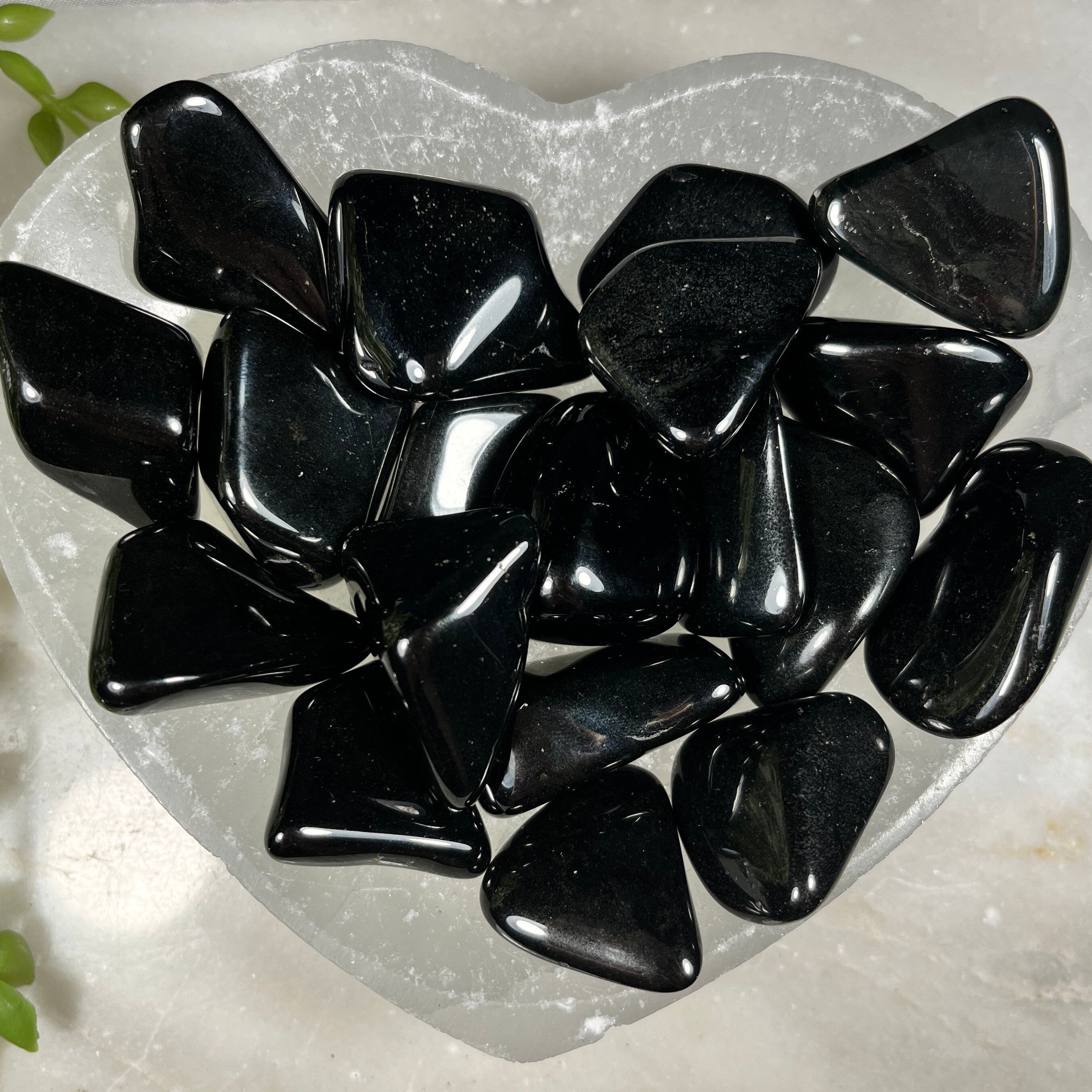 Black Tourmaline Tumblestones, Flat Pocket Stones, Black Worry Stones, Consciously Sourced UK Crystals Crystal for calmness and protection