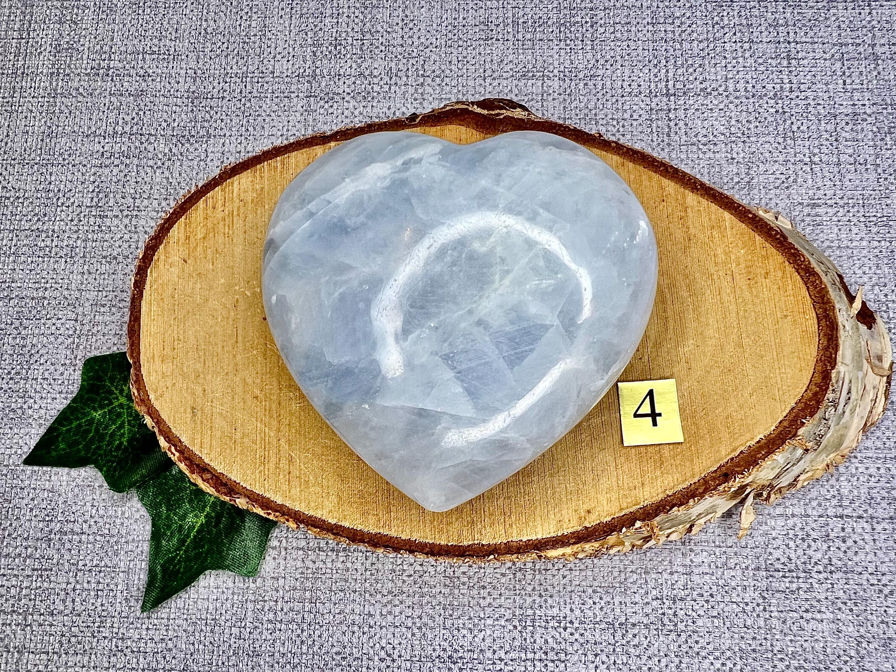 Blue Calcite Crystal Hearts, Reiki stone for peace, Birthday gift for her, Valentines present, Mothers Day gift for Mum, Grandma, Daughter