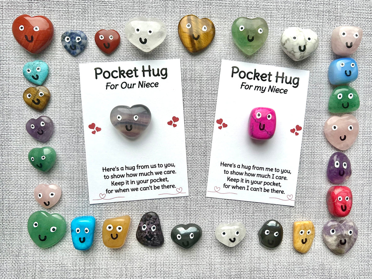 Pocket Hug Crystal for my Niece, Gift and card for our Niece, Crystal letterbox gift, Miss you present, Thinking of you gift, Niece Poem