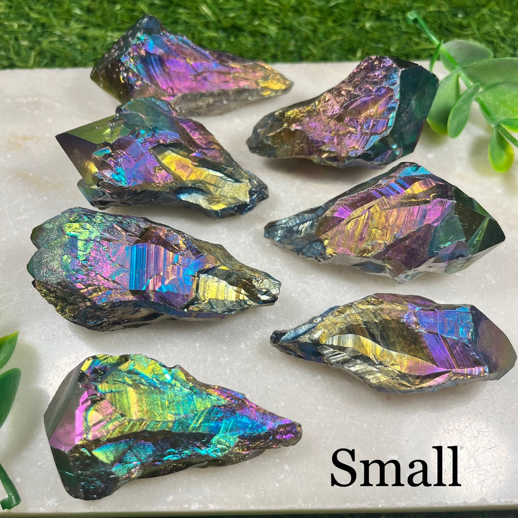 Titanium Aura Quartz Rainbow Points , Aura Quartz , Consciously Sourced Crystals