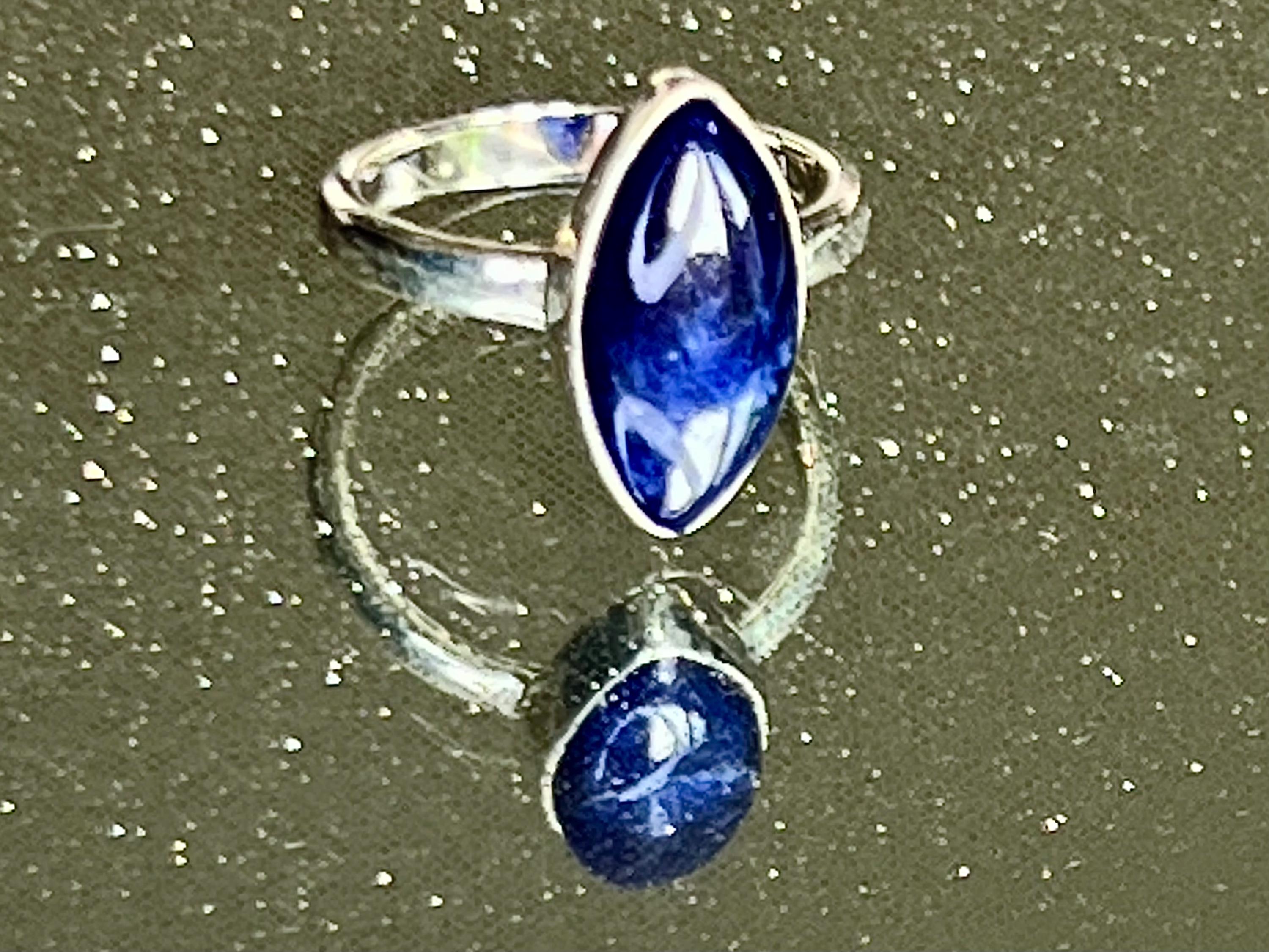 Sodalite Crystal Ring Size O, 925 Sterling Silver, Healing Crystal Jewellery Gift for her, Blue Gemstone for calm, UK Ethically sourced