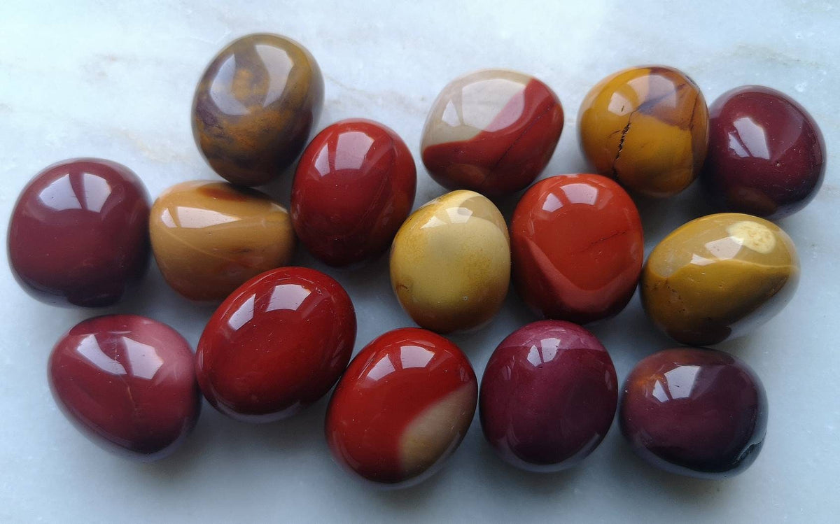Mookaite Crystal Tumblestones, Red and Yellow Jasper Gemstones, Reiki healing rocks, Crystals for Calmness, peace, courage and anti anxiety