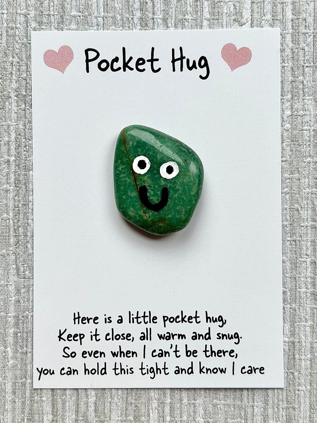 Valentines Day Pocket Hug, Mother’s Day Crystal poem, gift and card, Crystal letterbox gift, Choose Crystal type Rose Quartz, Howlite