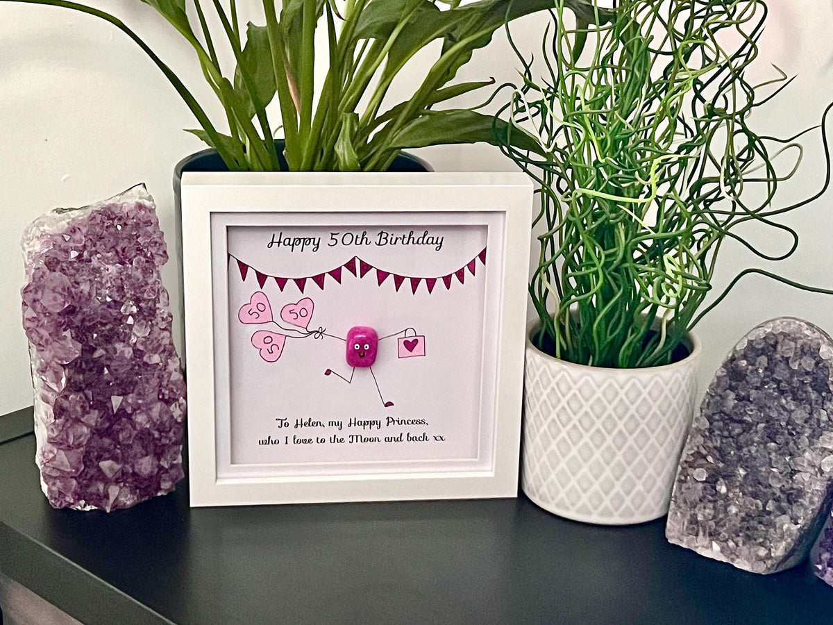 Personalised Birthday Crystal Wall Art Frame, Hand painted 13th, 16th, 18th, 21st, 30th, 40th, 50th, 60th, 70th, 80th, 90th, 100th gift idea
