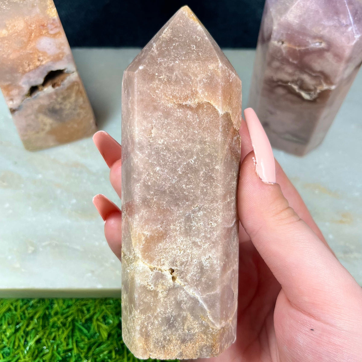 Pink Amethyst Tower, Crystal Point, Obelisk for Heart Chakra, Metaphysical Statement Piece, Druzy Tower B